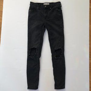 Free People Black Distressed Skinny Jeans Southwestern Country Western